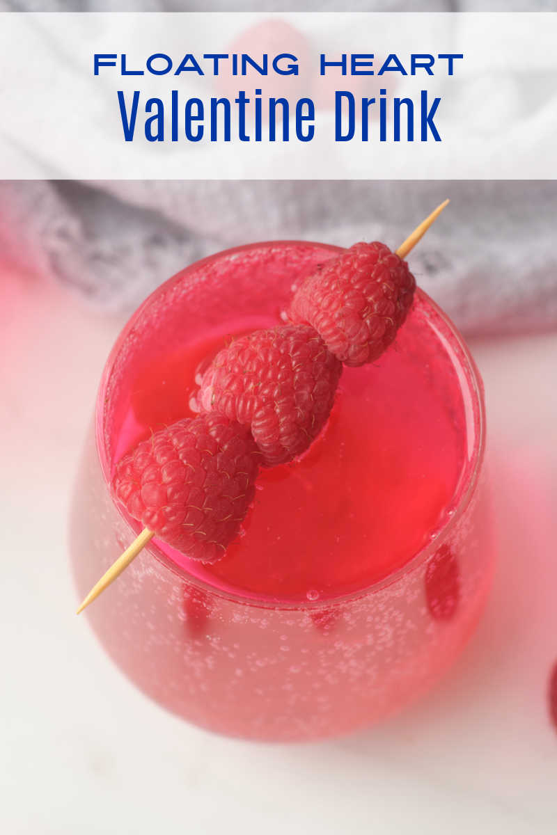 Make this festive red Valentine drink, so the whole family can enjoy the fun of raspberry floating heart ice cubes. 