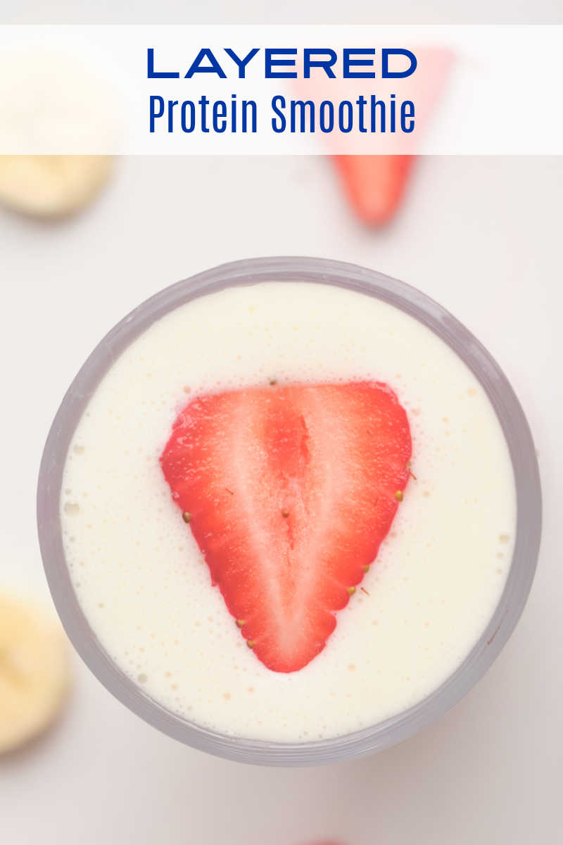 This layered protein smoothie is delicious and fun with layers of strawberry and banana, so it's great for a meal or a snack. 