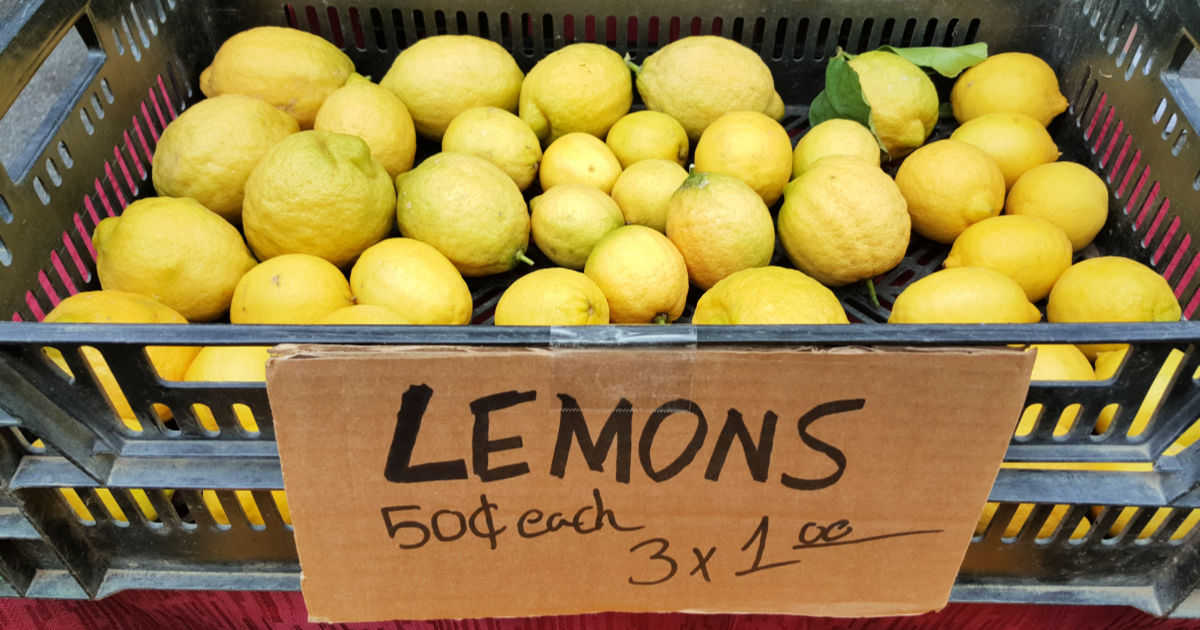 fresh lemons for sale at farmers market
