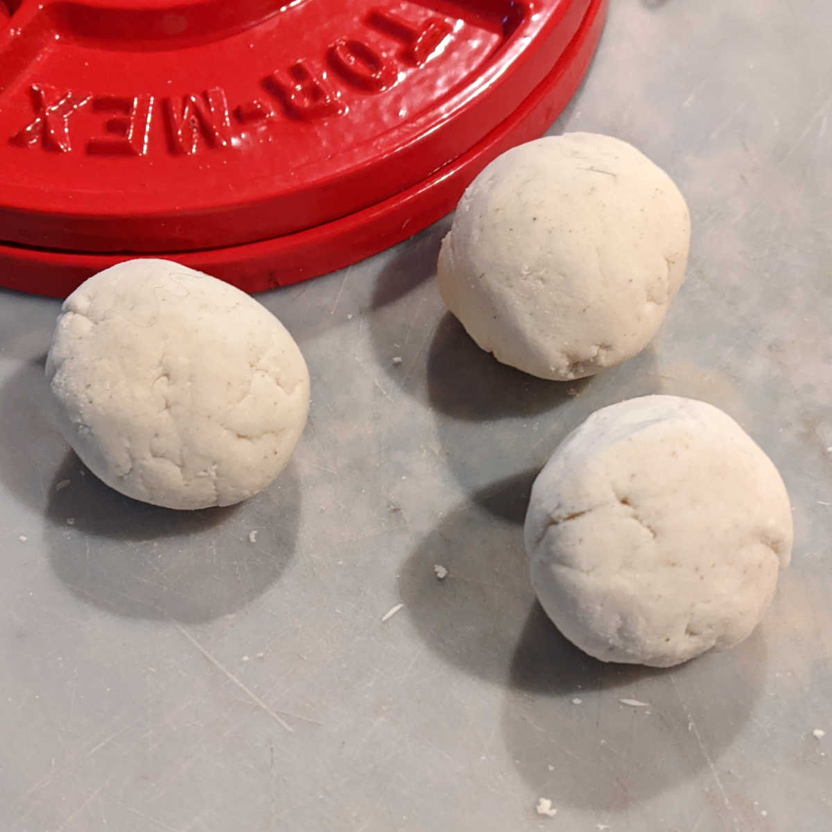 3 tortilla dough balls