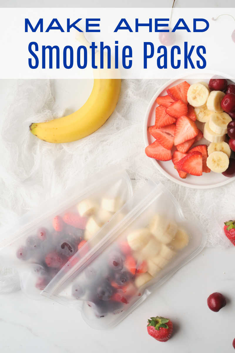 A make ahead smoothie pack is the perfect way to prep, so you can quickly make these cherry strawberry smoothies whenever you'd like. 