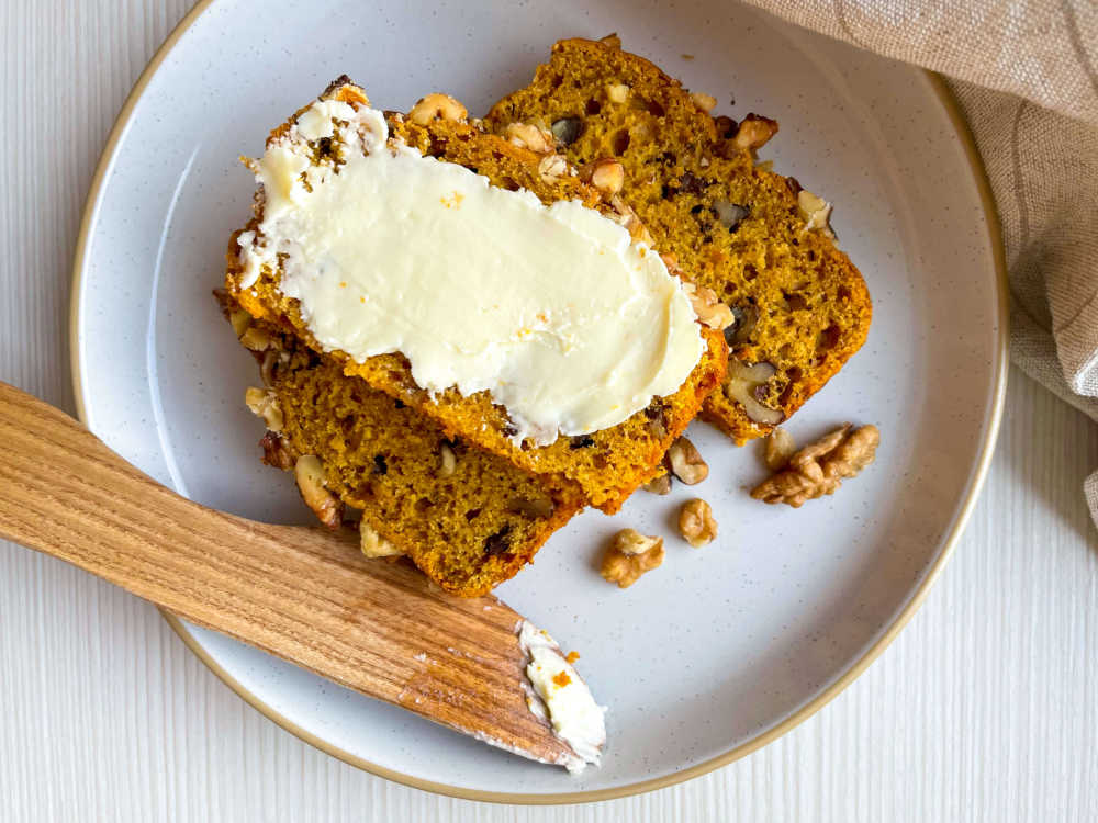 buttered walnut pumpkin bread