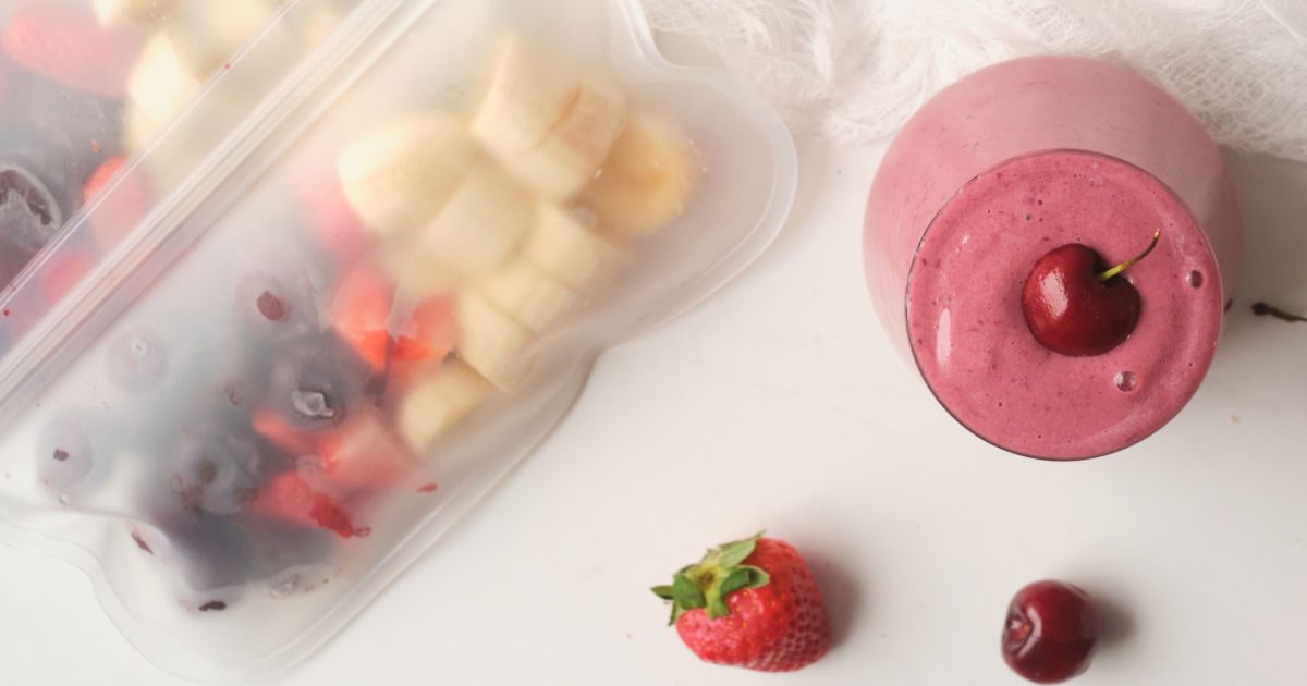 cherry strawberry make ahead smoothie pack