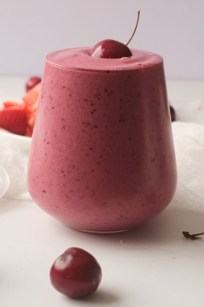 A make ahead smoothie pack is the perfect way to prep, so you can quickly make these cherry strawberry smoothies whenever you'd like. 