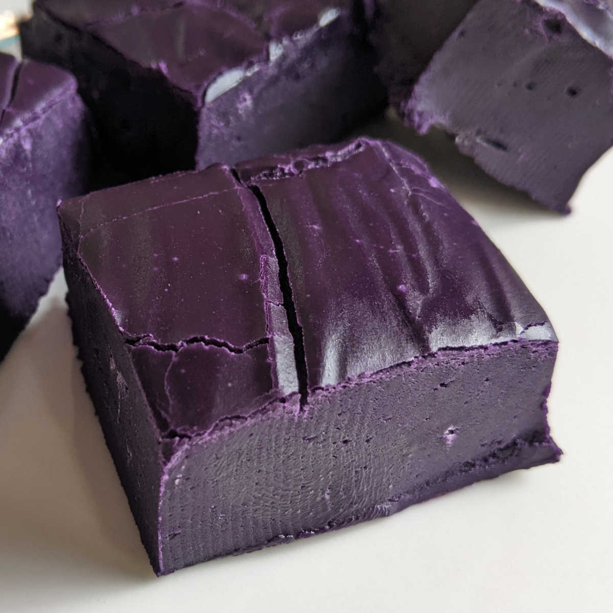 close up ube fudge