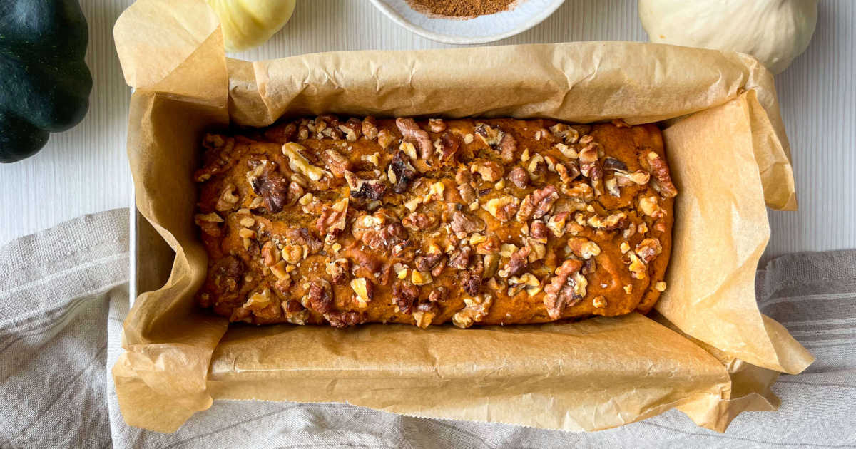 coffee walnut pumpkin bread loaf