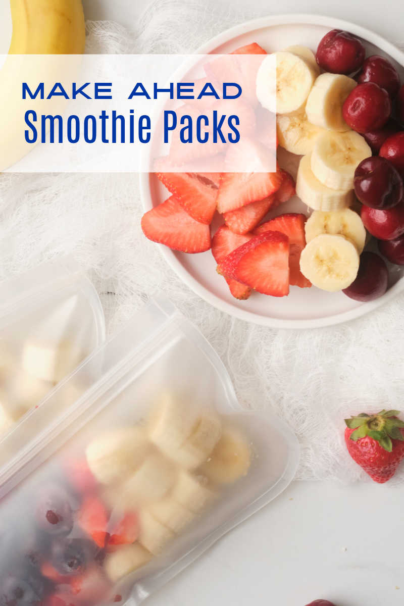 A make ahead smoothie pack is the perfect way to prep, so you can quickly make these cherry strawberry smoothies whenever you'd like. 