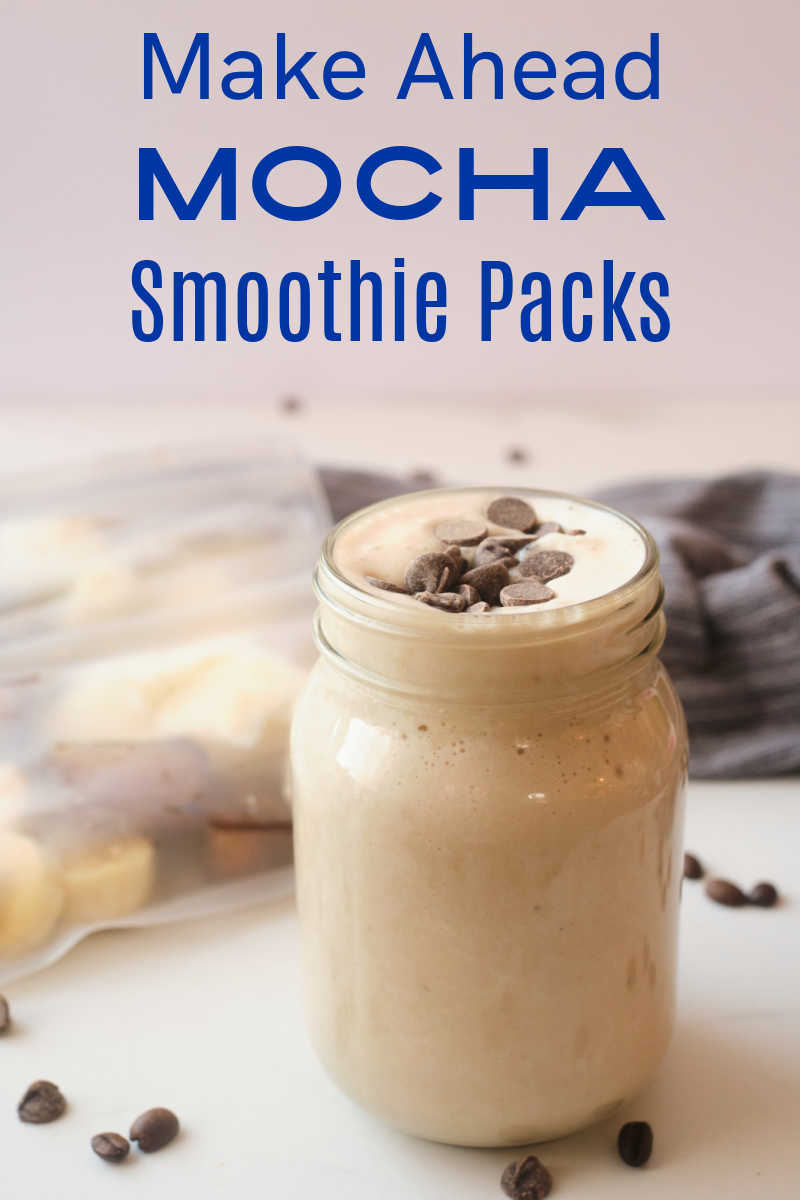 Prep ahead of time with a mocha smoothie pack, so you are ready to quickly make chocolate coffee smoothies whenever you want.  