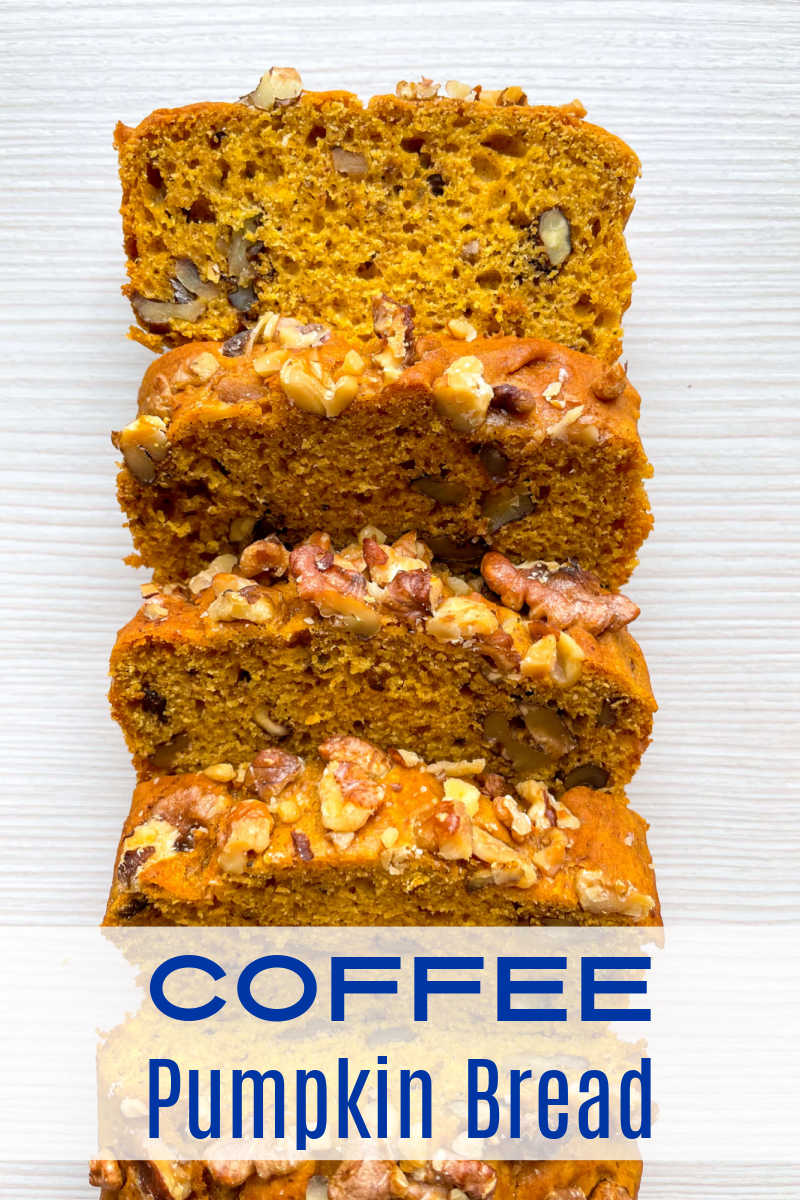 Enjoy a classic sweet comfort food with a twist, when you use my recipe to bake a loaf of coffee pumpkin bread with walnuts.