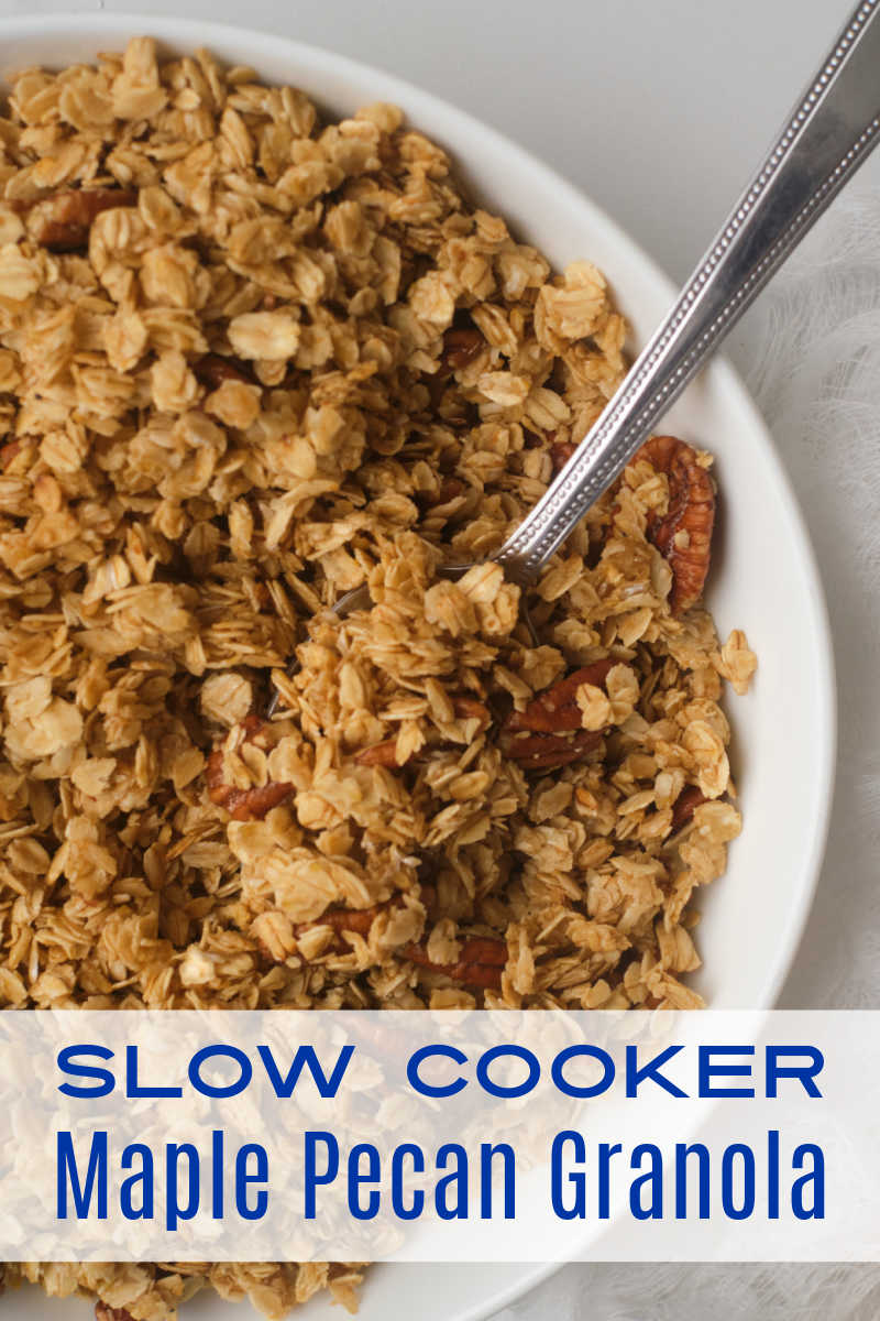 Anyone can make homemade cereal with just 3 ingredients, when you follow my simple maple pecan slow cooker granola recipe.