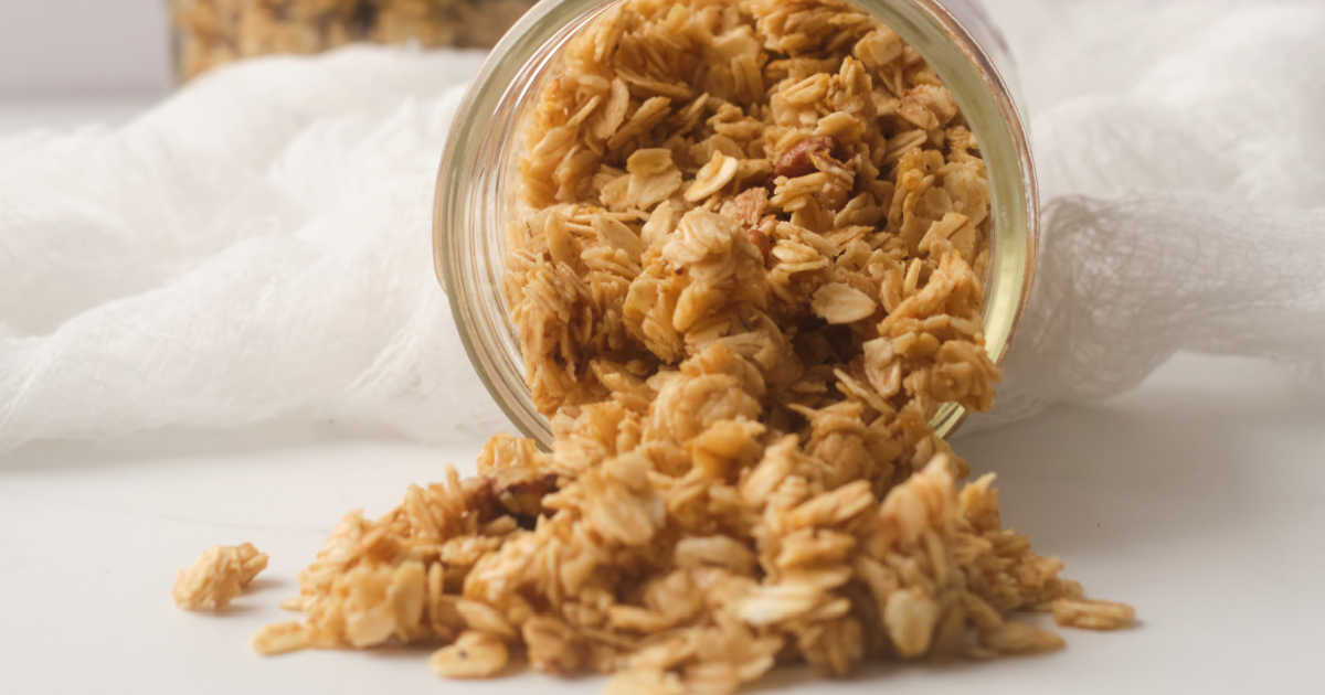 spilled jar of slow cooker granola