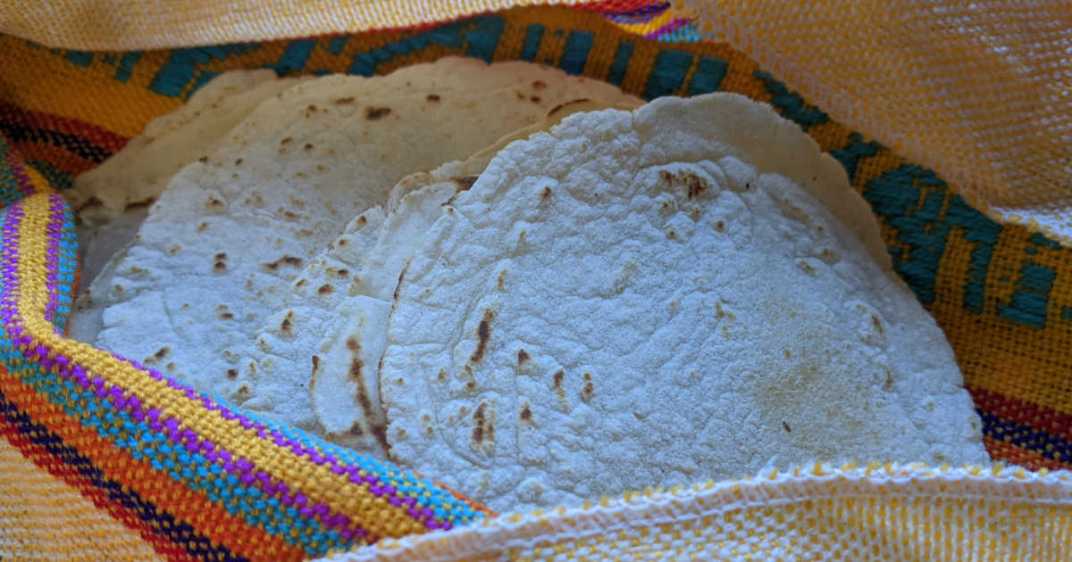 warm tortillas in towel