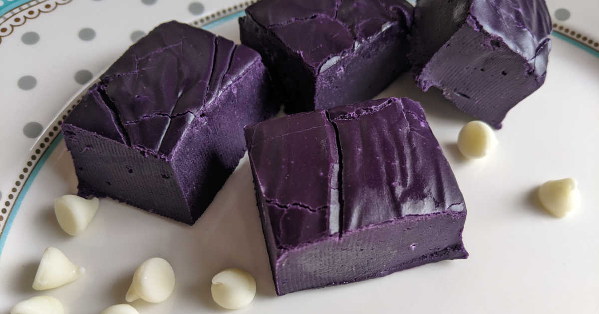 white chocolate ube fudge