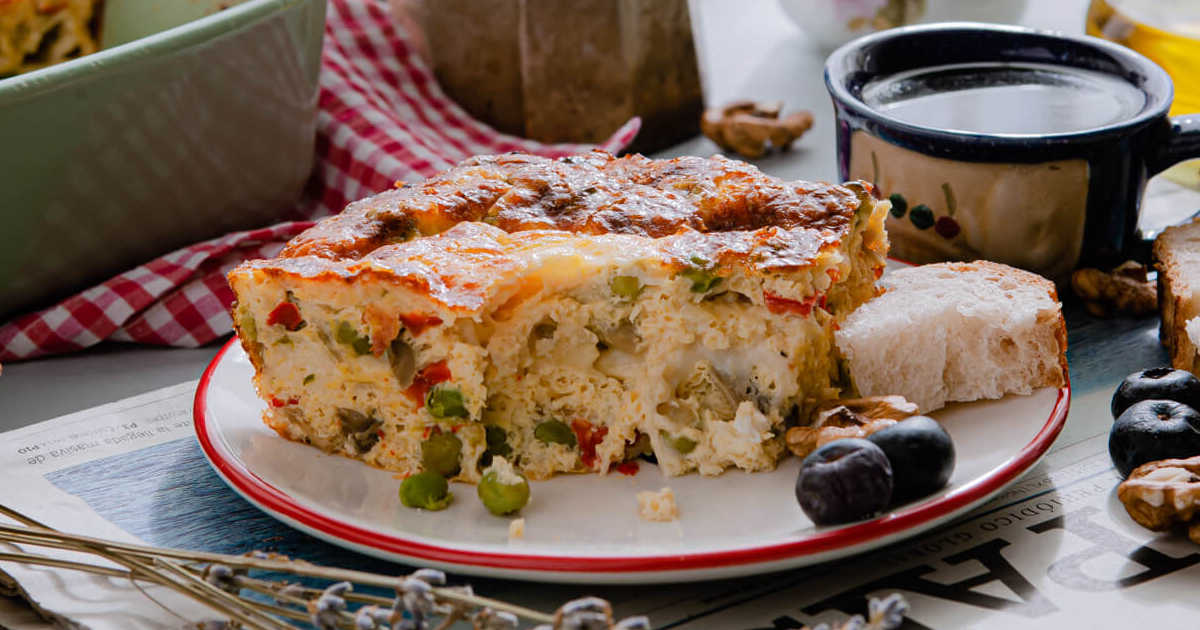 egg bake with goat cheese