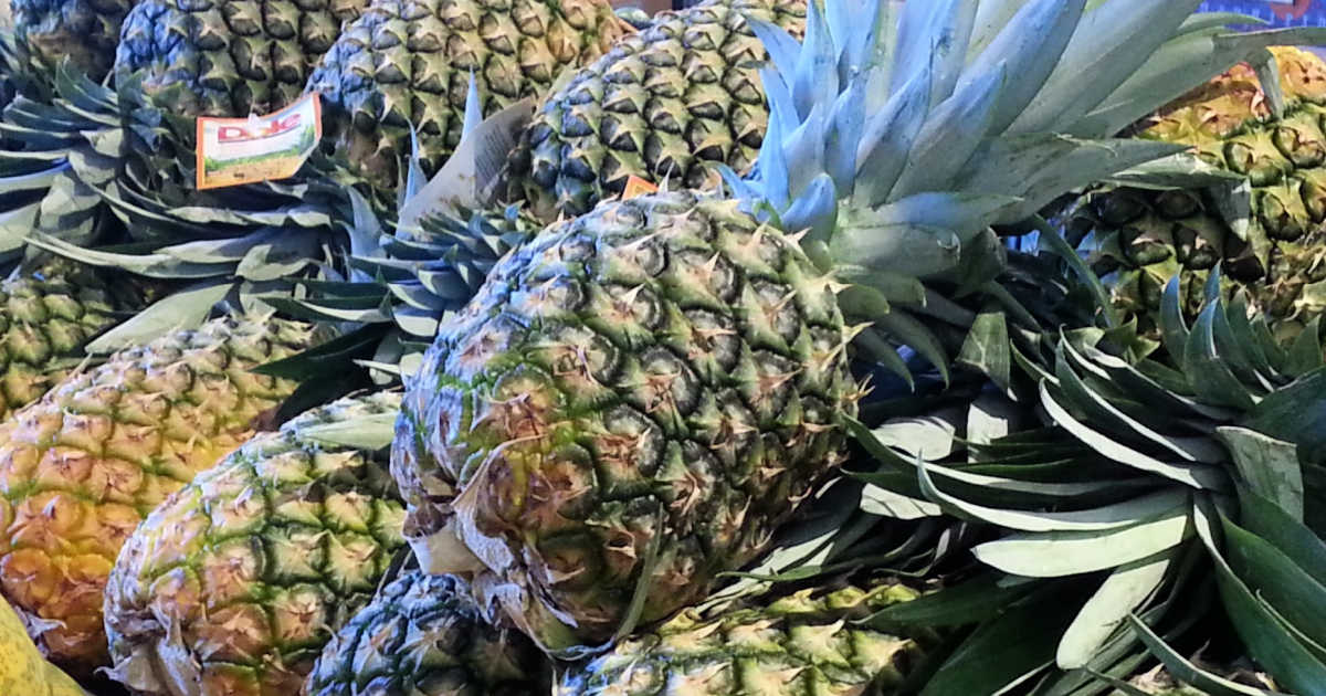 pineapples at grocery store