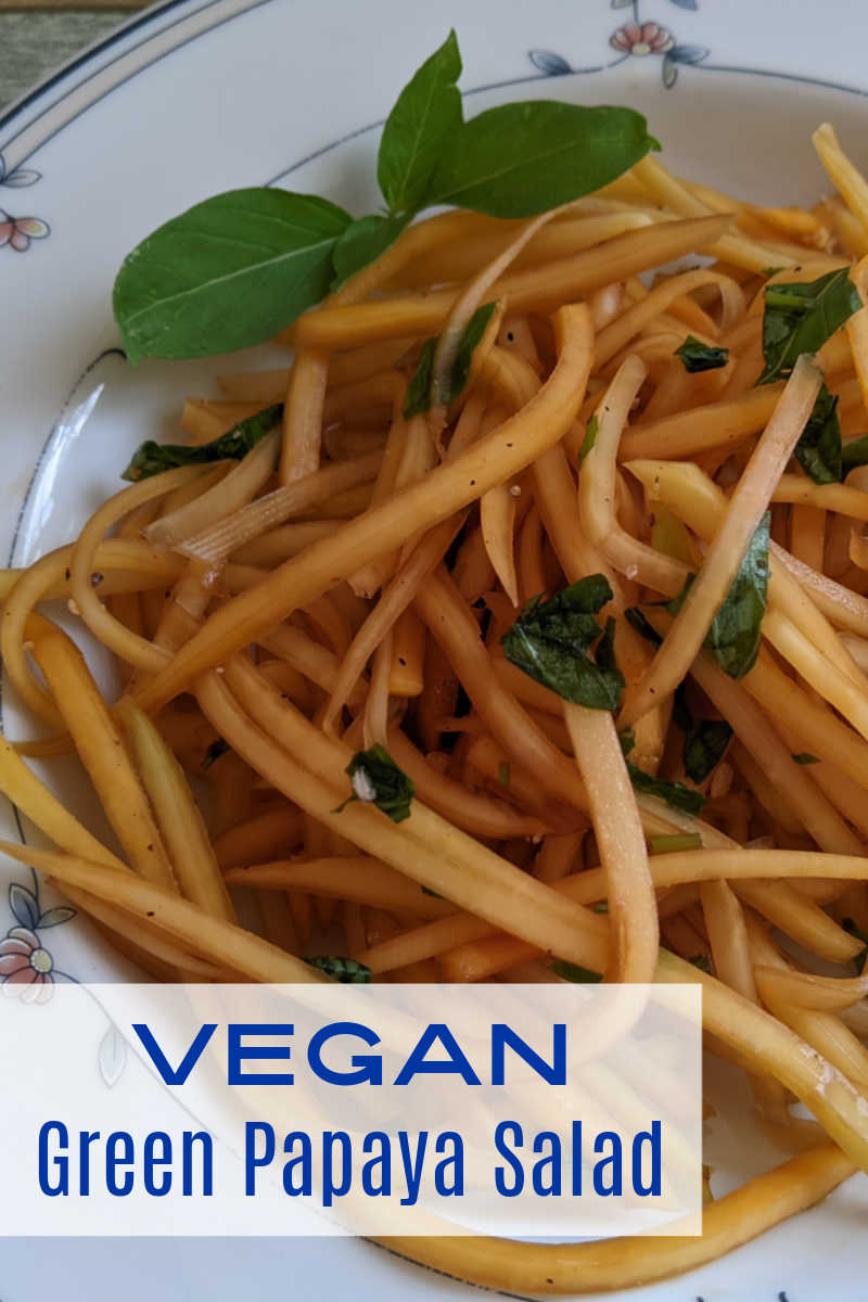 This vegan green papaya salad is easy to make and tastes amazing, whether you are eating it soon after making it or the following day. 