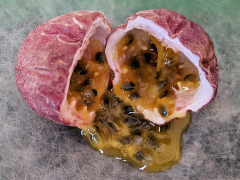 federick passion fruit cut in half