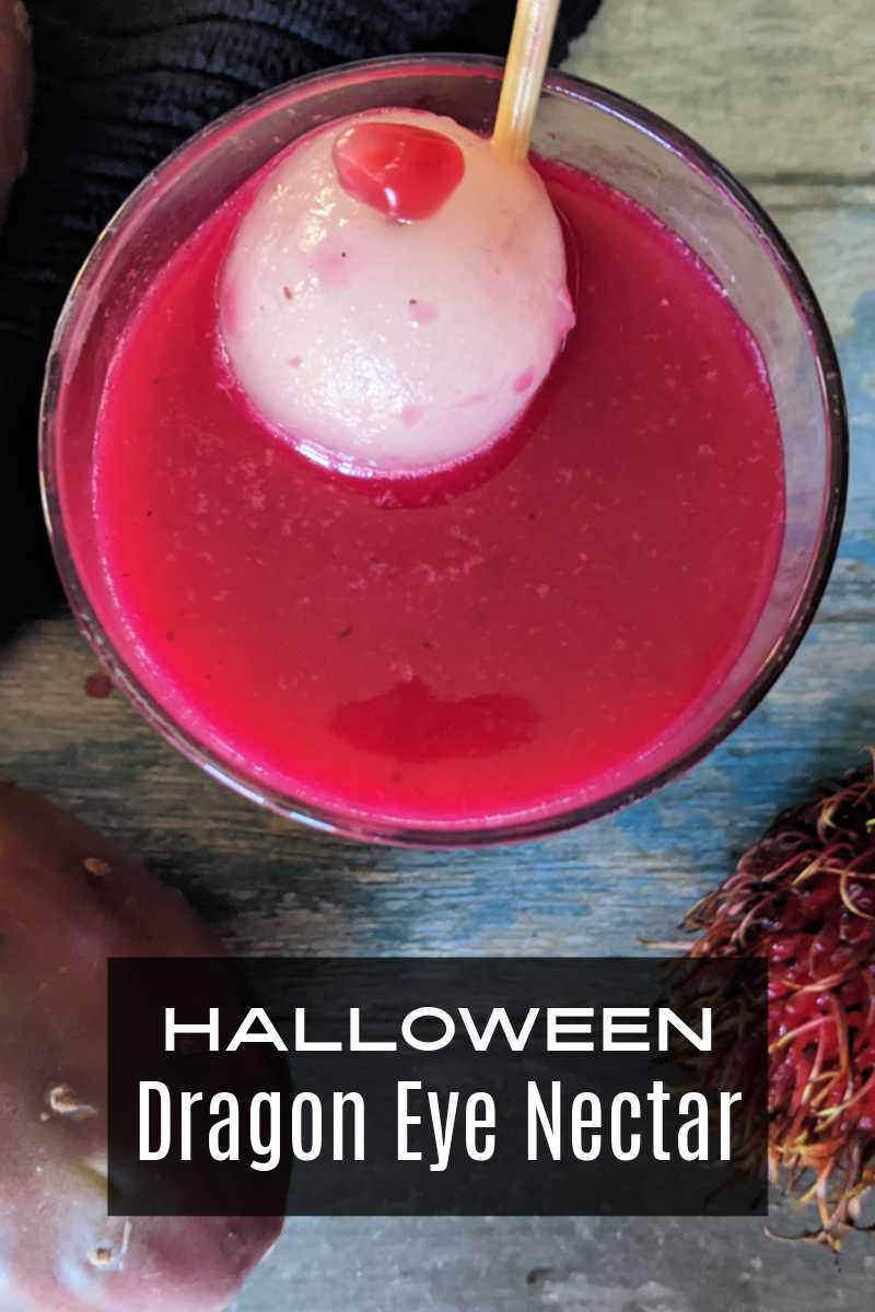 This bloody dragon eye nectar is a perfect drink for Halloween since it looks spooky, but it is made with delicious fruit. 