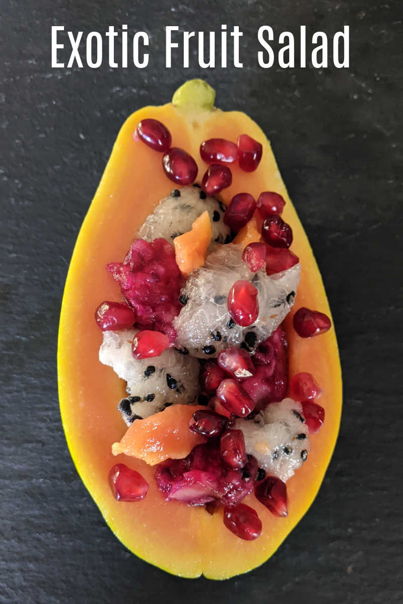 Fruit salads are lovely, but this exotic fruit salad served in a papaya boat takes the appearance and taste to a whole new level. 