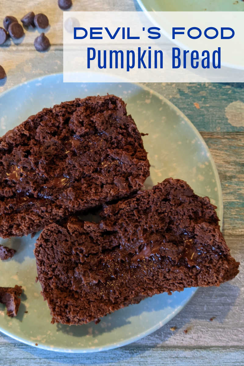 Bake a decadent loaf of devil's food pumpkin bread with just 3 ingredients - cake mix, pumpkin and chocolate chips. 