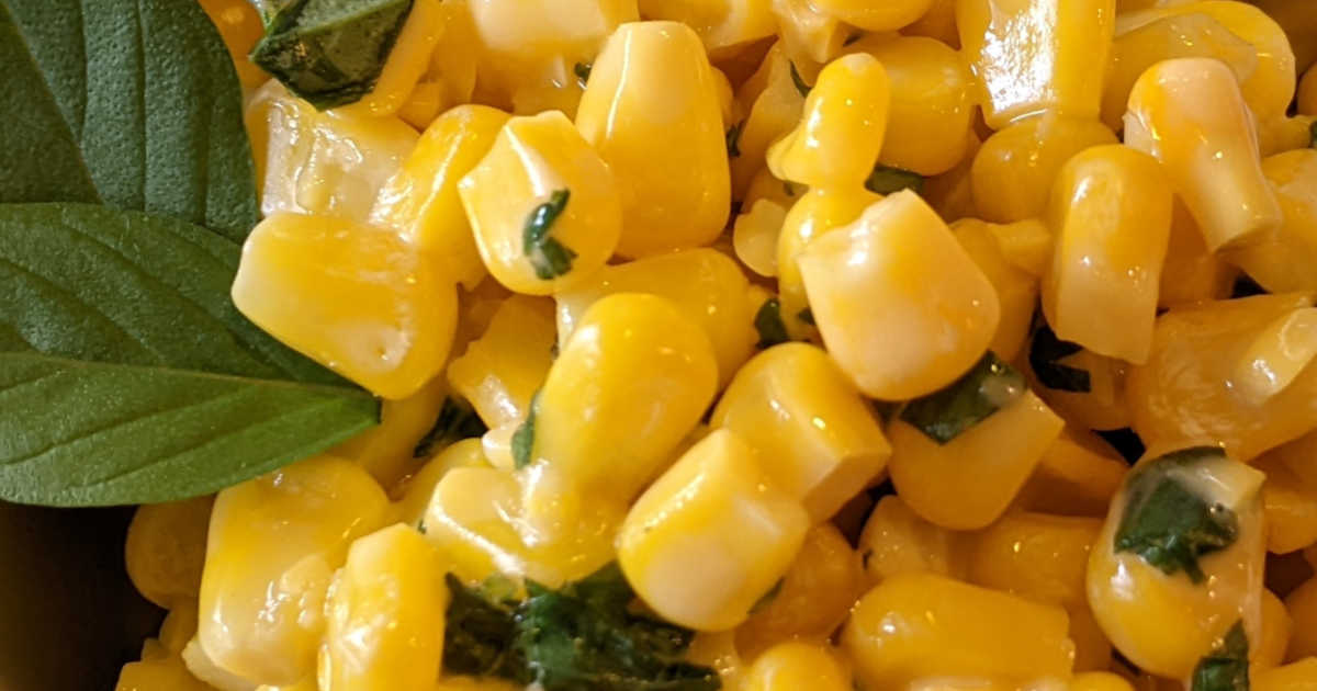 cheesy corn with basil
