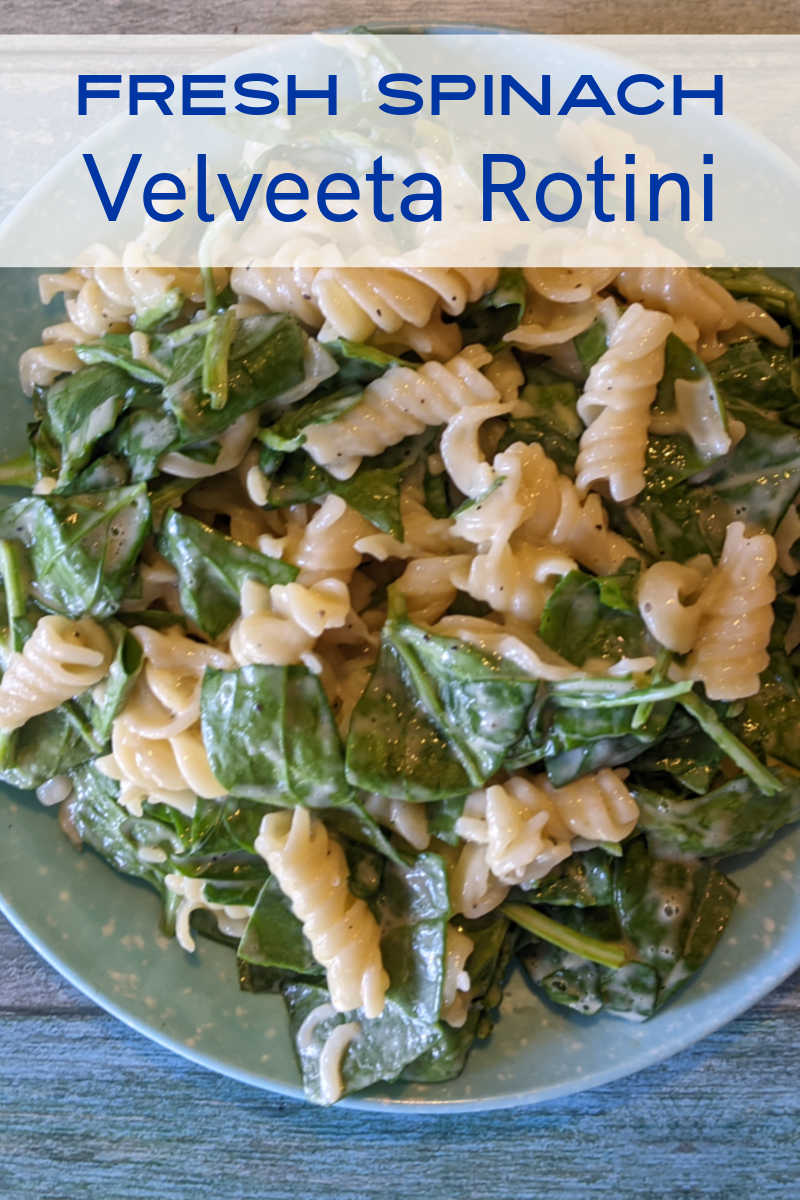 Fresh spinach Velveeta rotini adds nutritious twist to the classic cheesy macaroni comfort food I loved eating as a child. 