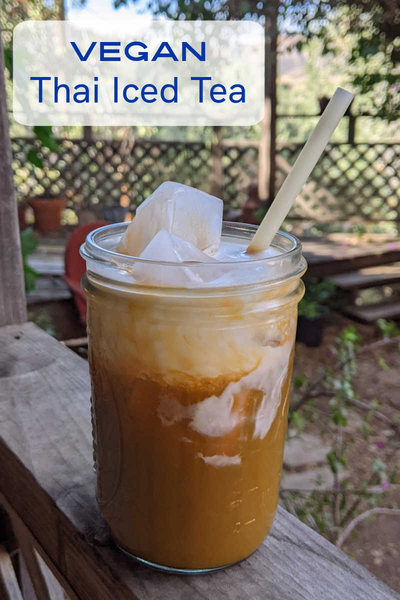 Thai tea is typically made with dairy, but it is easy to make a tall glass of vegan Thai iced tea that is absolutely delicious. 