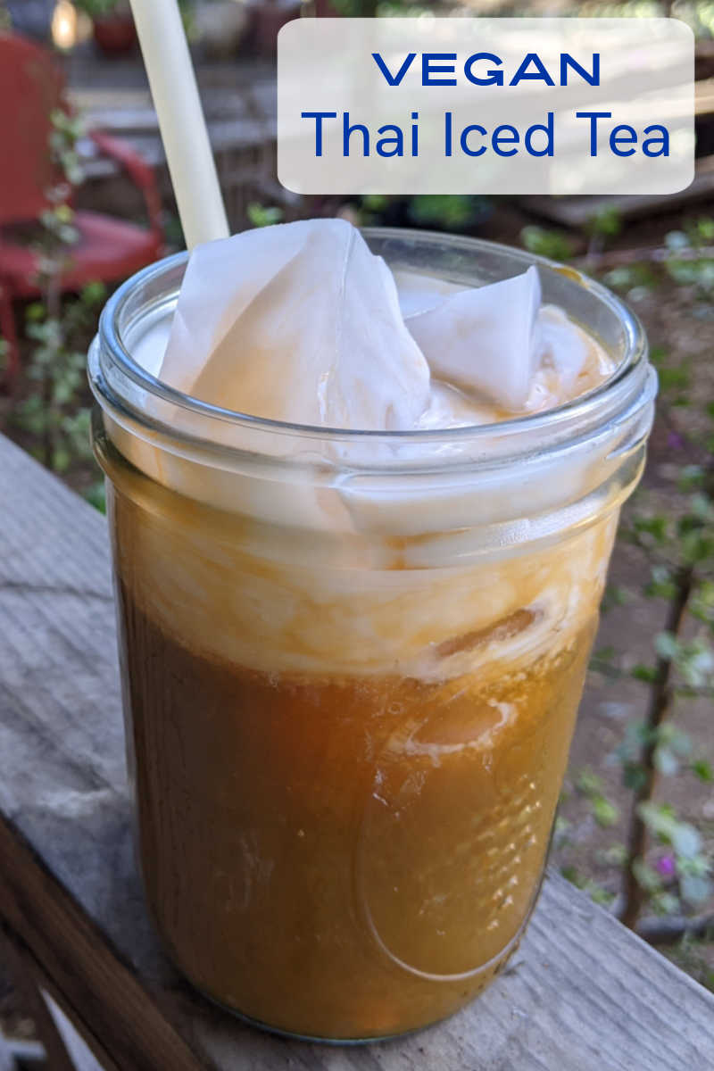 Thai tea is typically made with dairy, but it is easy to make a tall glass of vegan Thai iced tea that is absolutely delicious. 