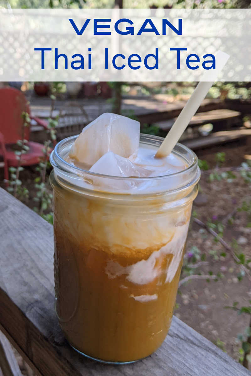 Thai tea is typically made with dairy, but it is easy to make a tall glass of vegan Thai iced tea that is absolutely delicious. 