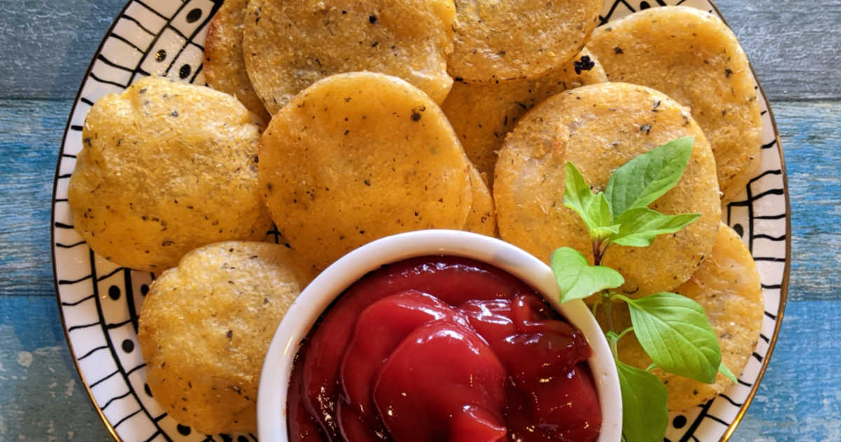 air fried polenta tube slices