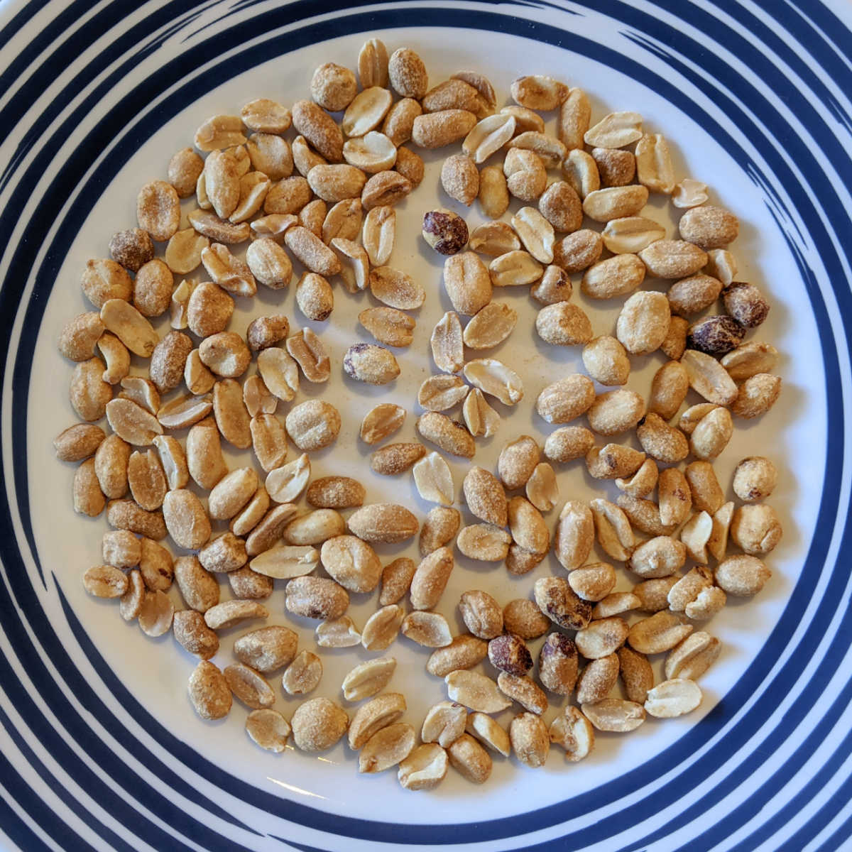 dry roasted peanuts on plate