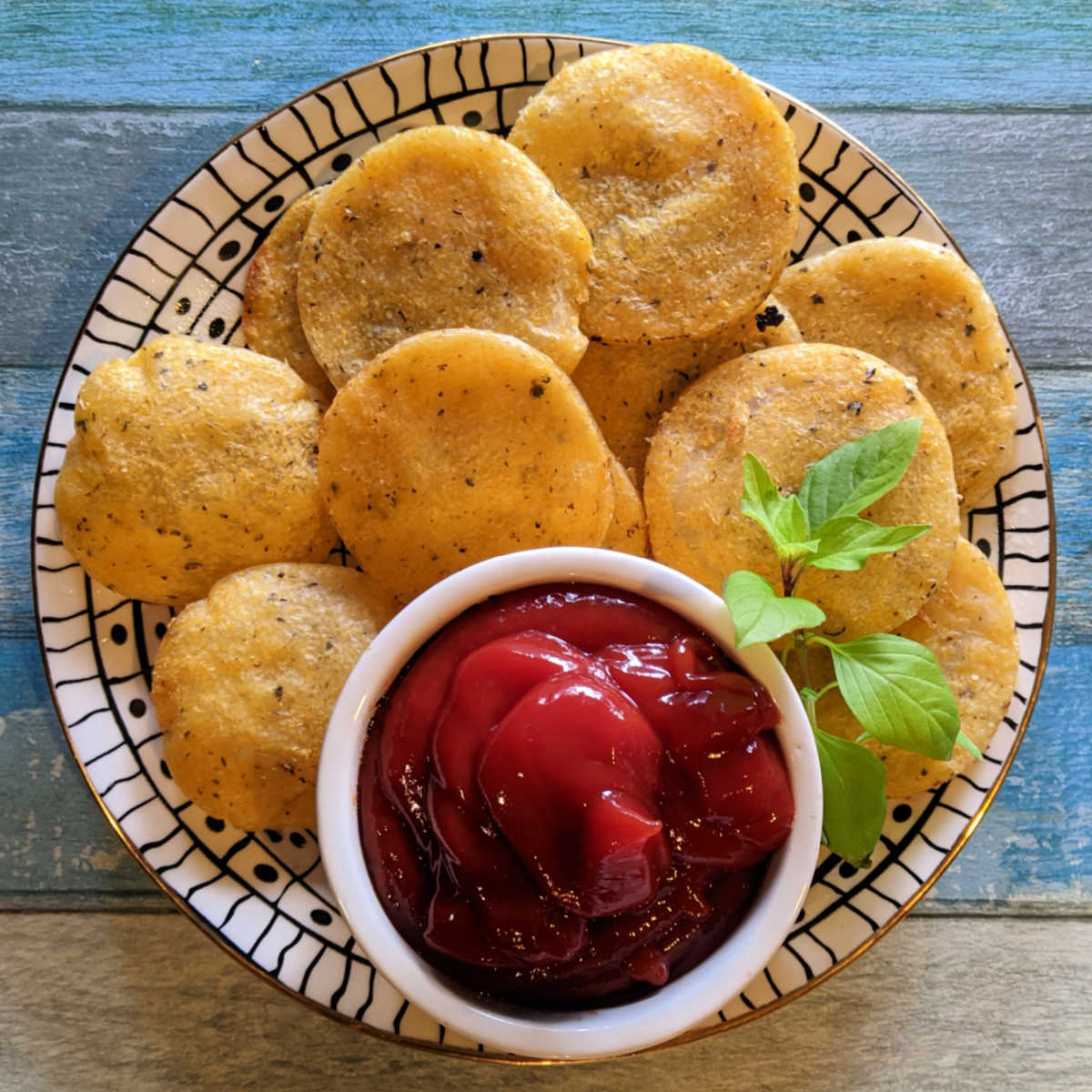 ketchup with polenta medallions