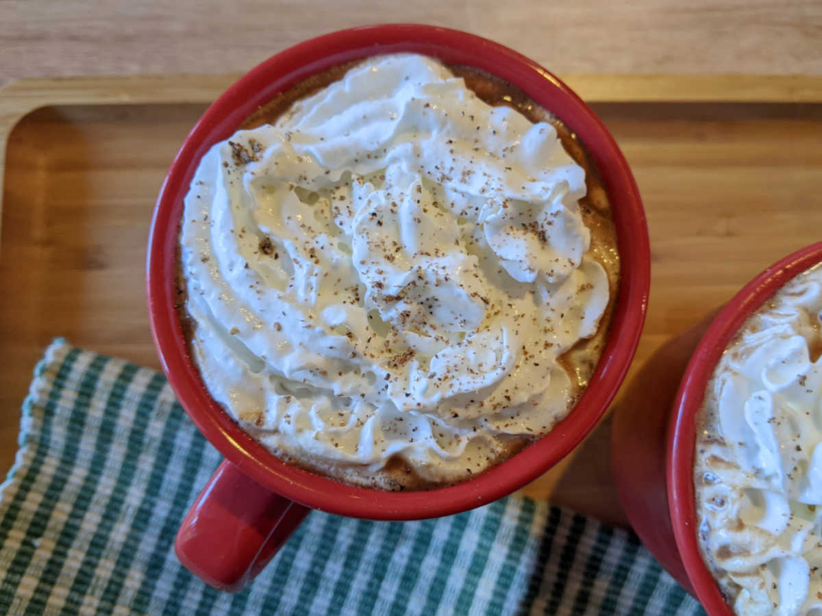 mug of chocolate chip latte