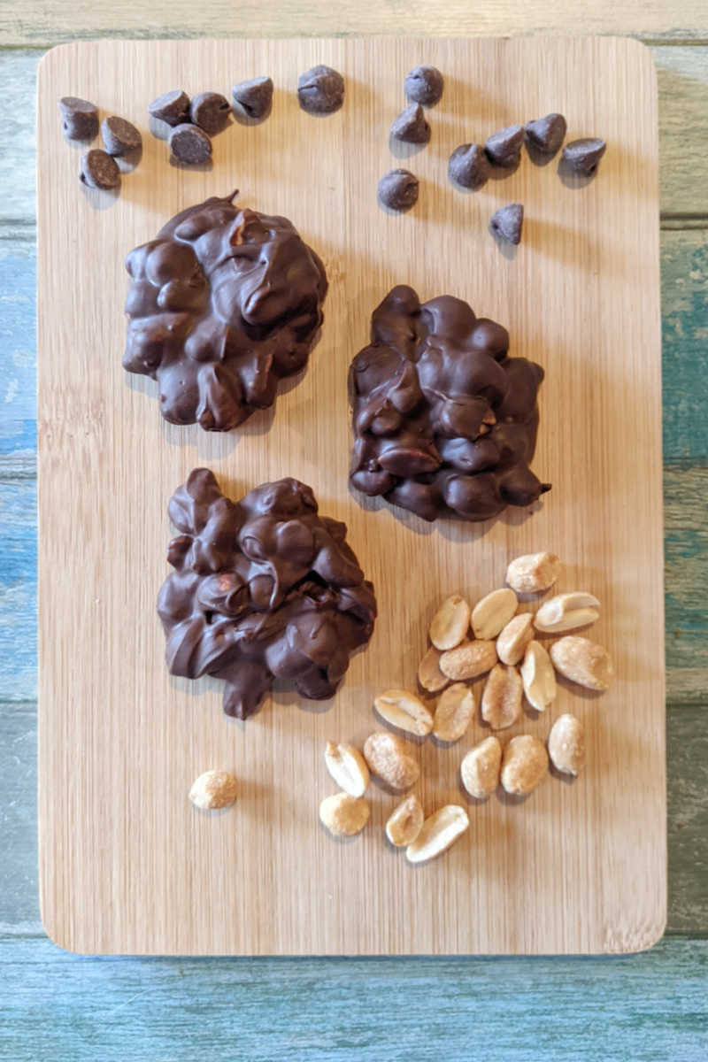 It is quick and easy to make chocolate dry roasted peanut clusters, when you follow my 2 ingredient recipe and simple instructions. 