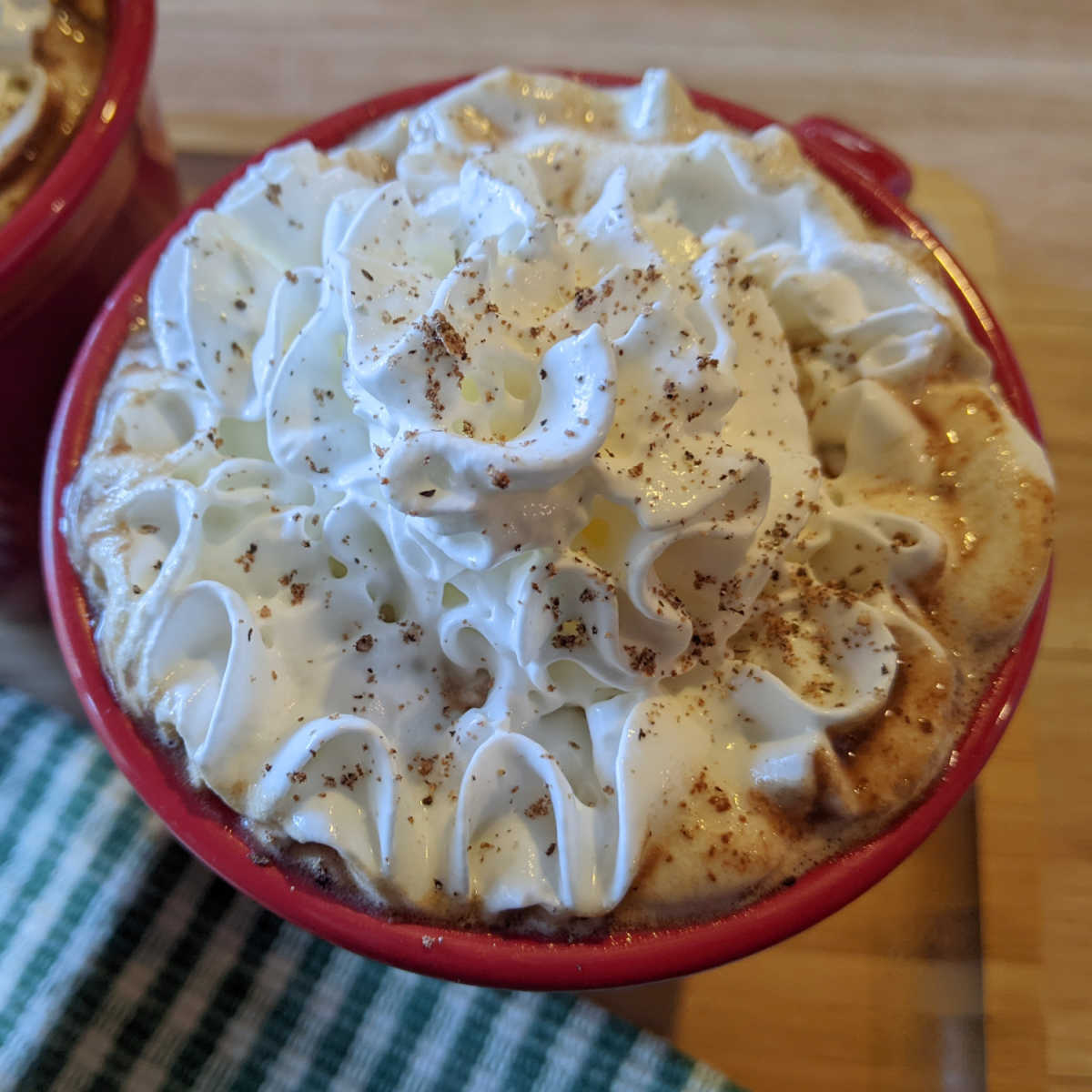 whipped cream on mocha latte