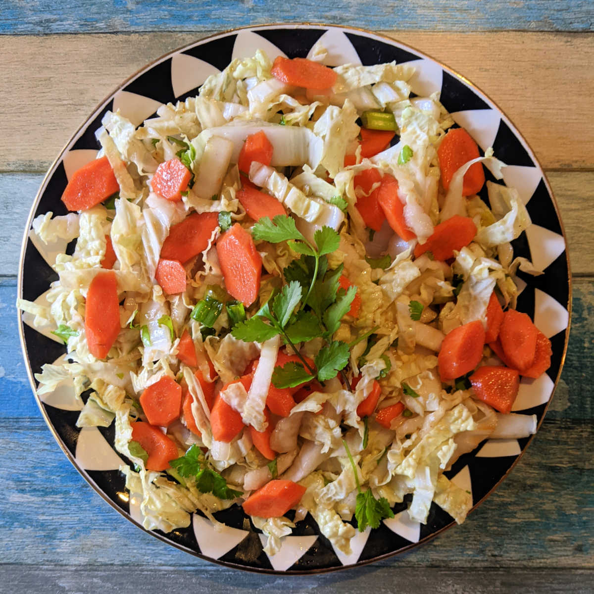 napa cabbage salad on plate