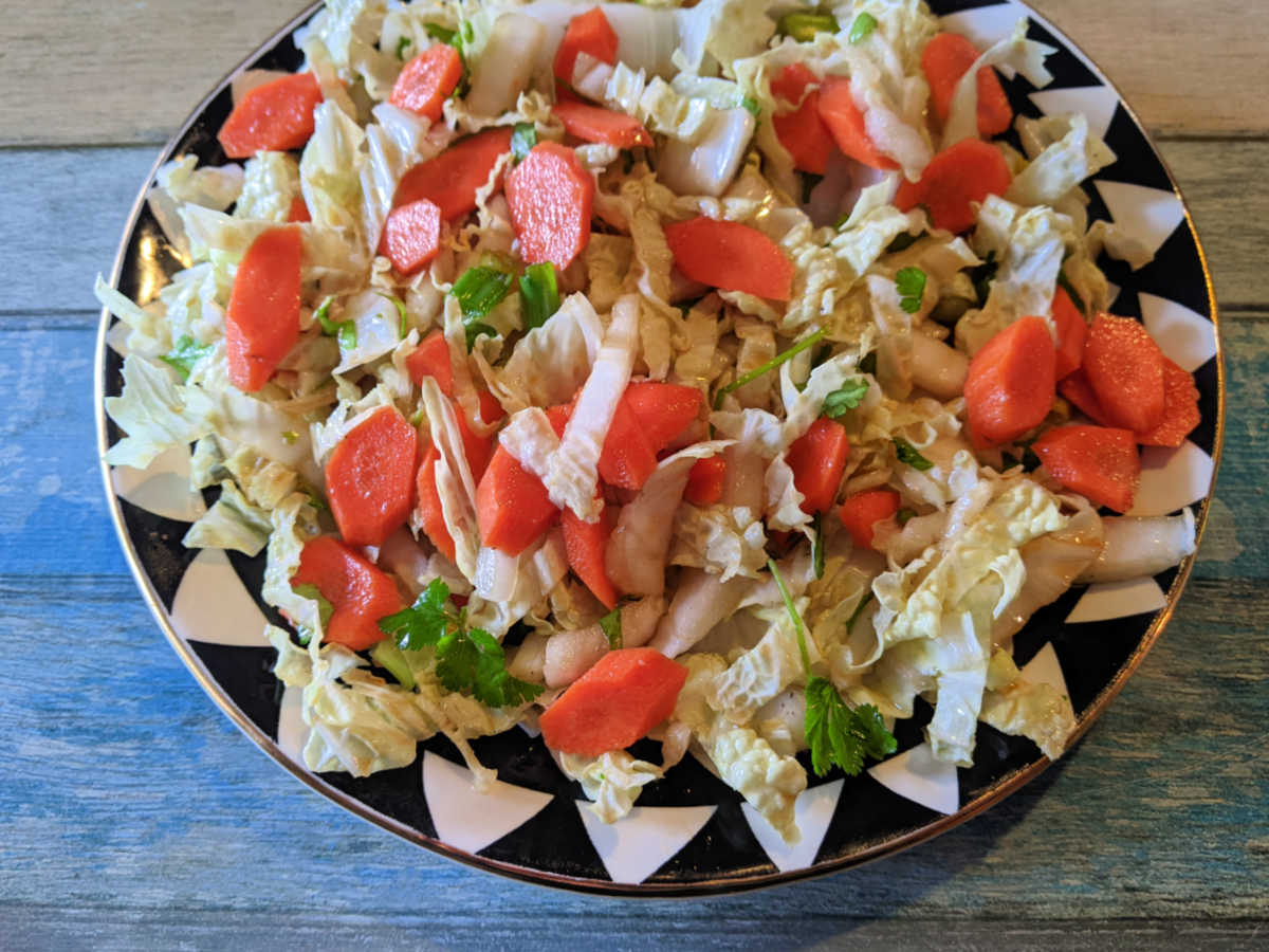 plated napa cabbage salad