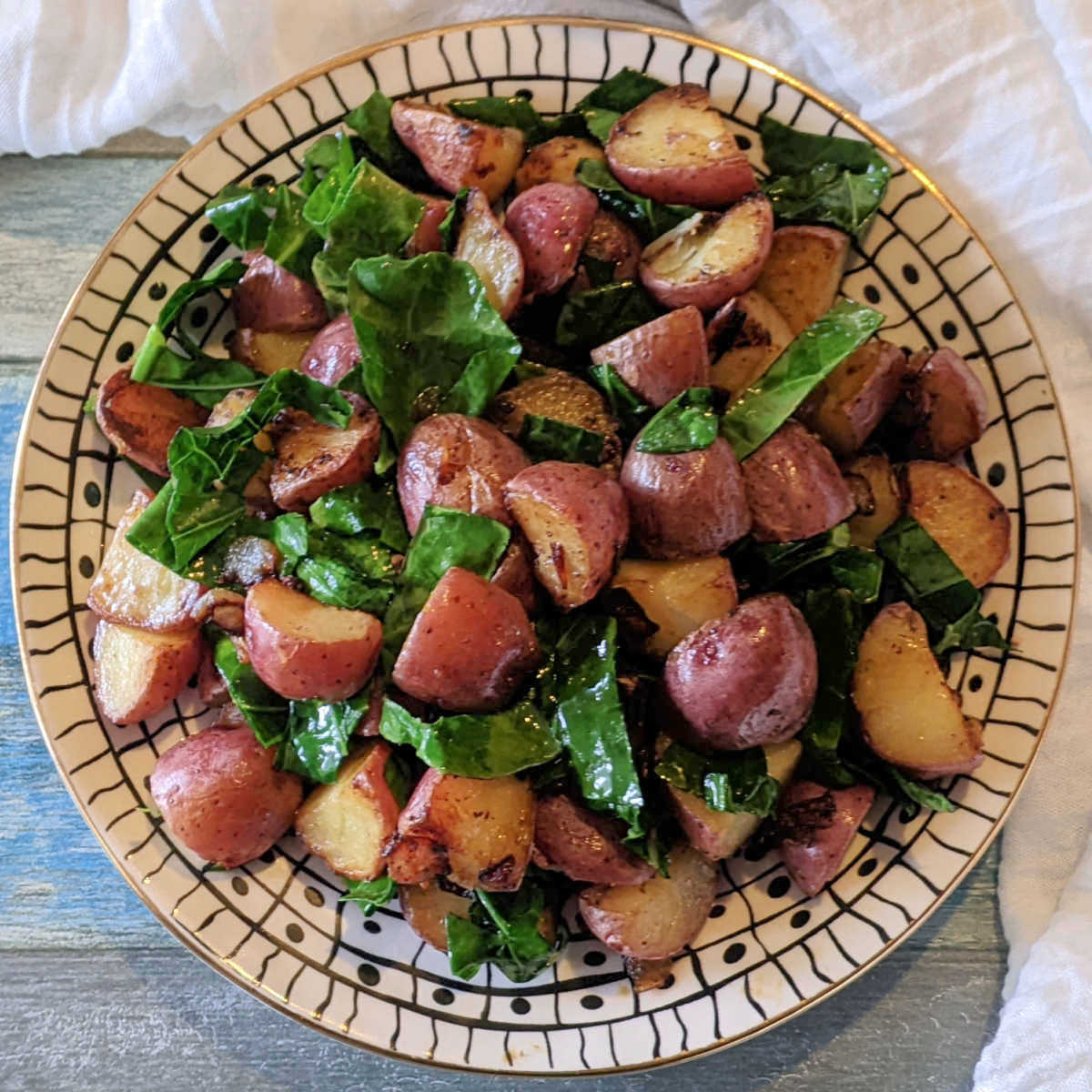 breakfast potatoes and collard greens