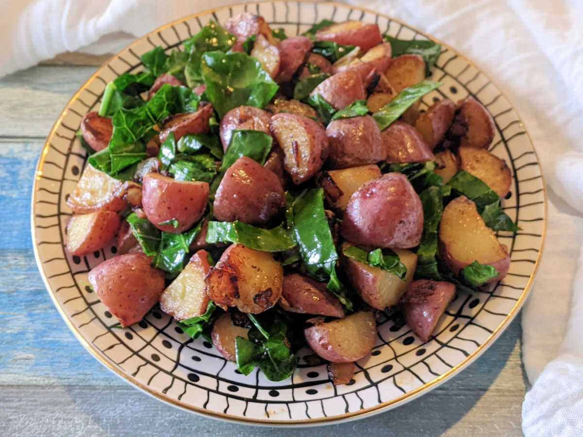 collards and breakfast potatoes