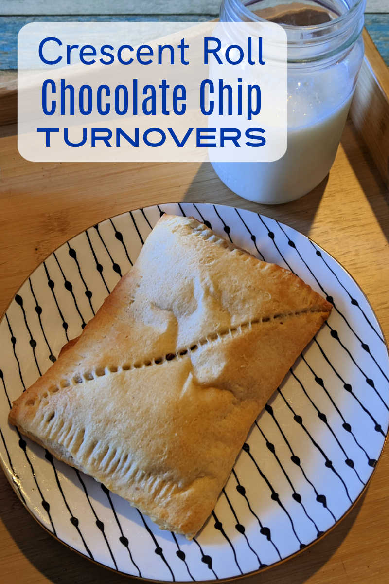 It is easy to turn regular Crescent Roll dough into delicious chocolate chip turnovers filled with melted chocolate. 