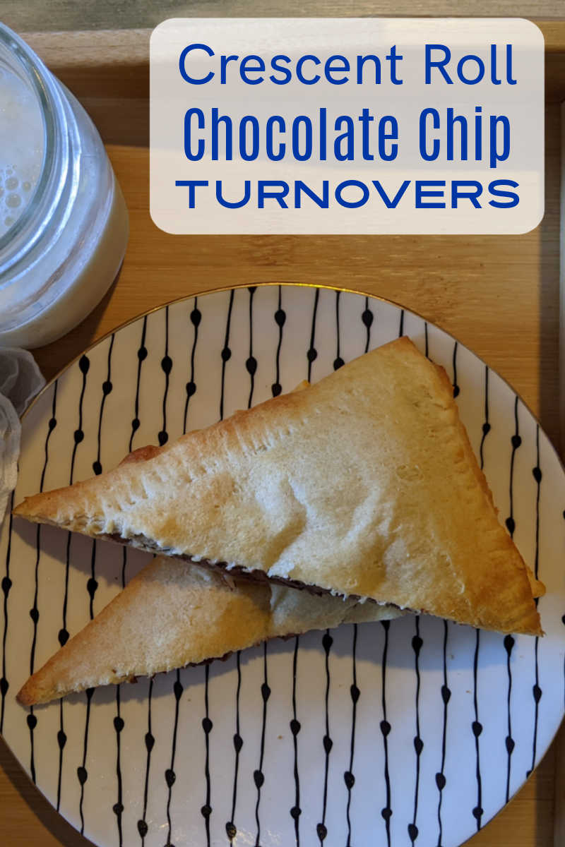It is easy to turn regular Crescent Roll dough into delicious chocolate chip turnovers filled with melted chocolate. 
