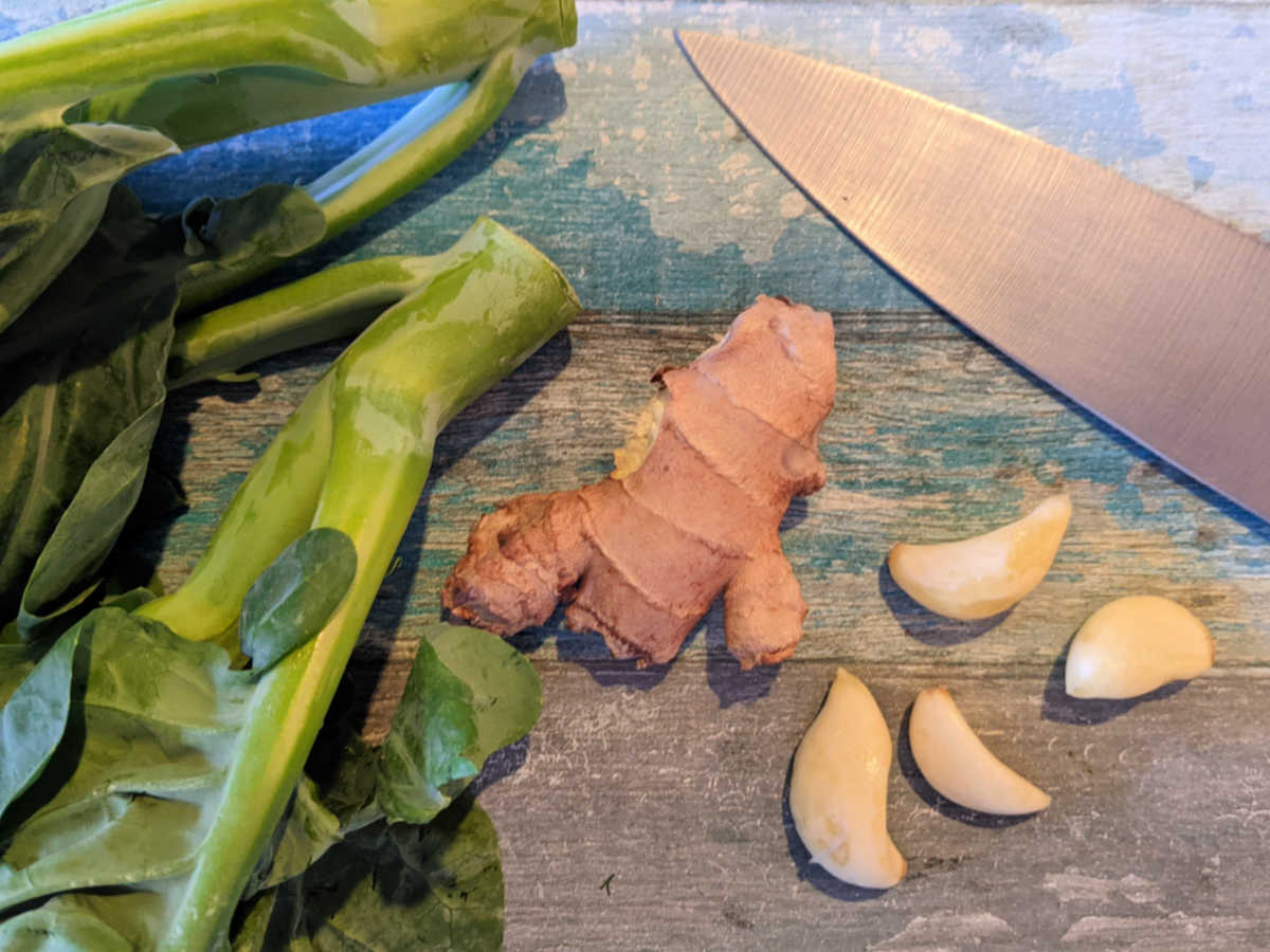 ingredients ginger garlic gai lan