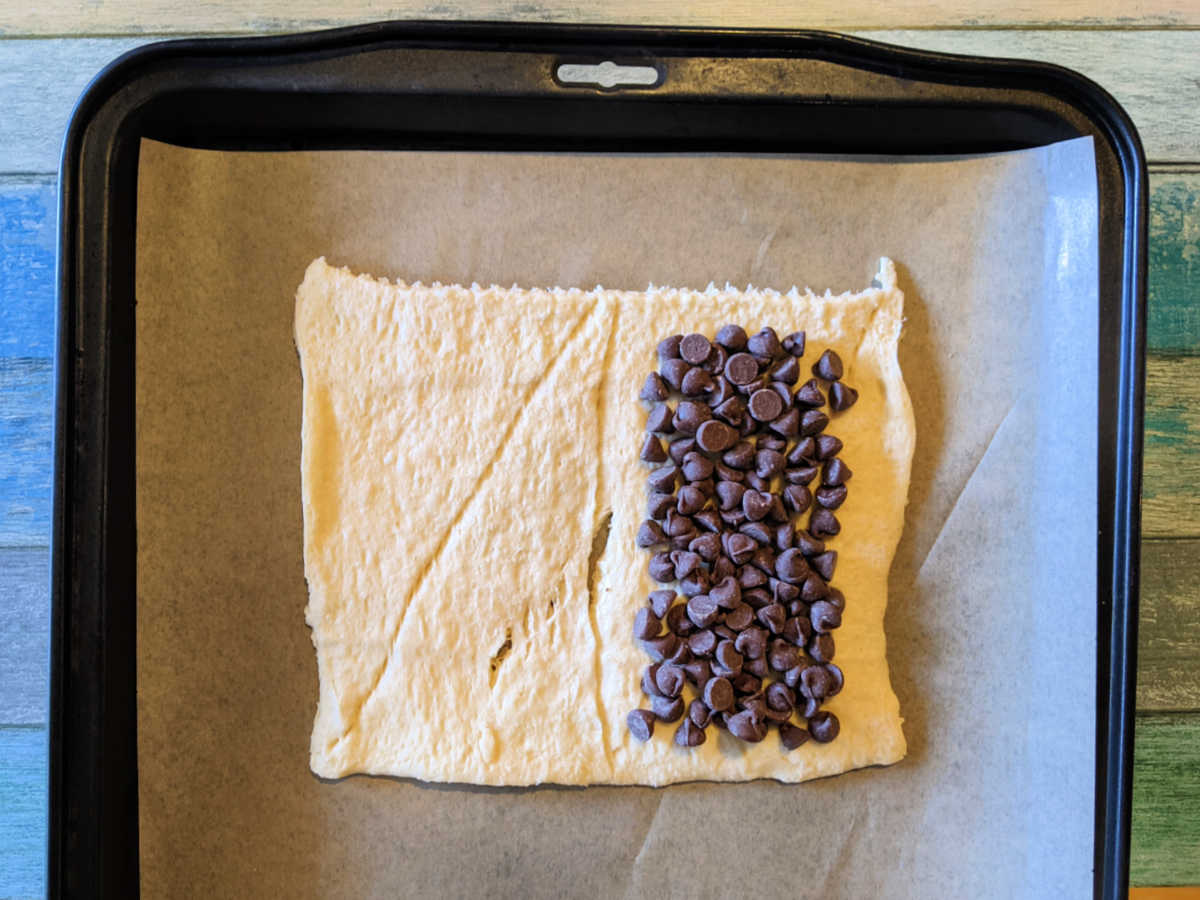 making chocolate chip turnover