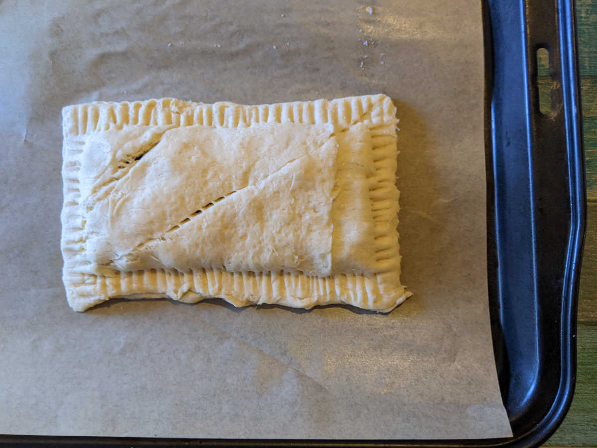 ready to bake chocolate turnover on parchment