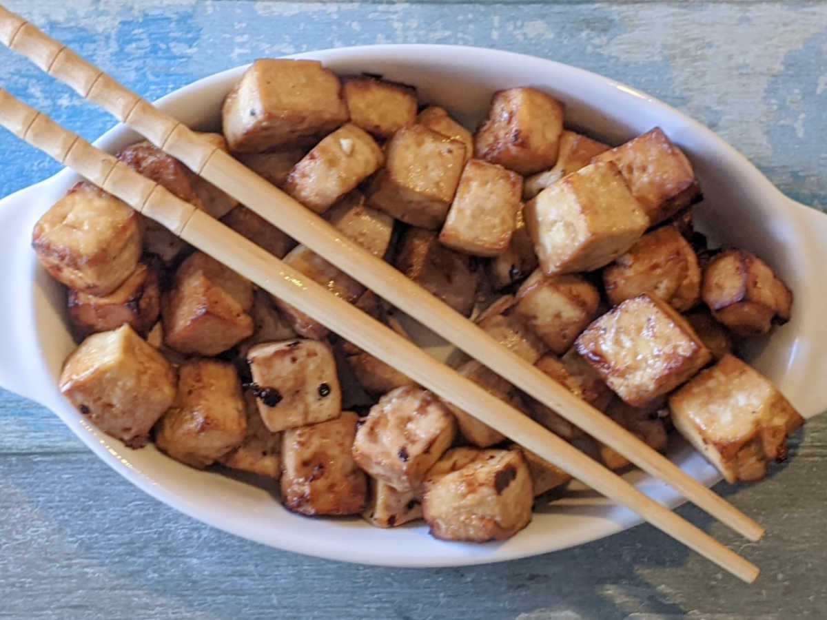 bowl of ponzu baked tofu