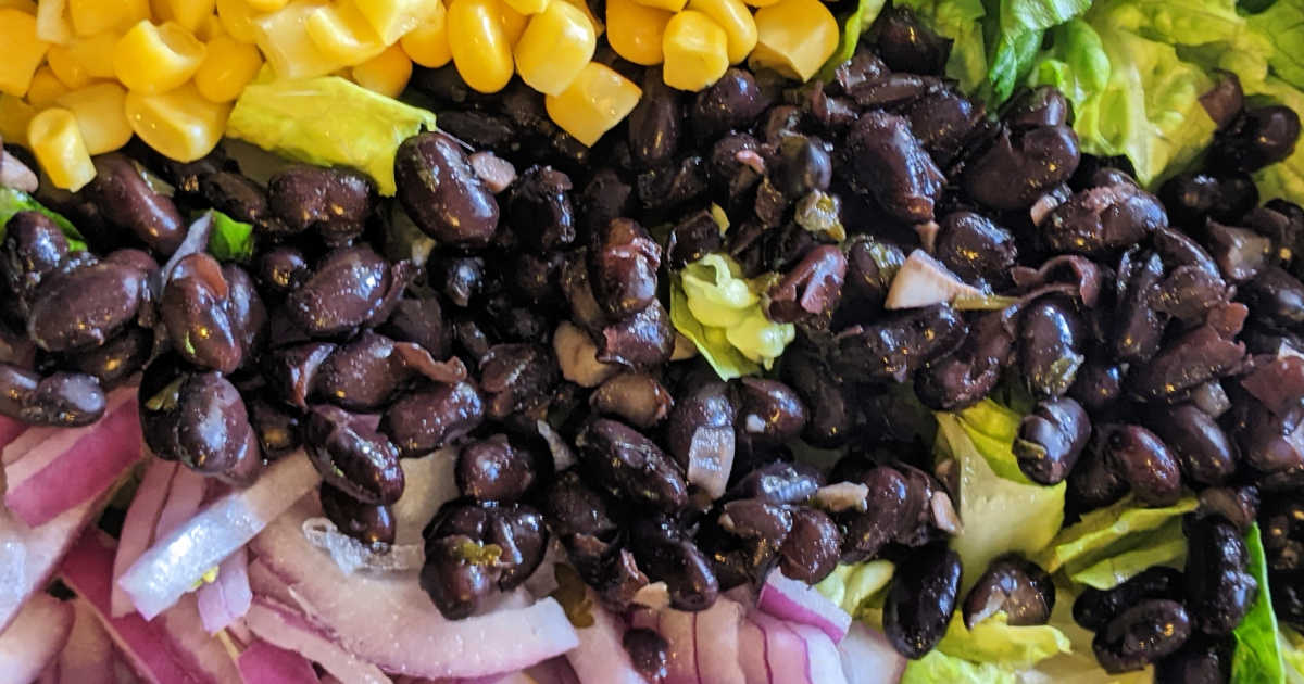 cooked black beans in salad