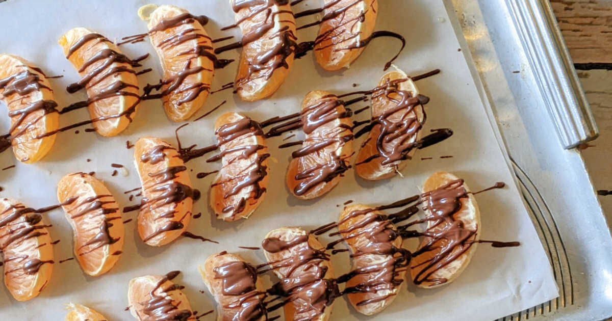 feature chocolate drizzled tangerines