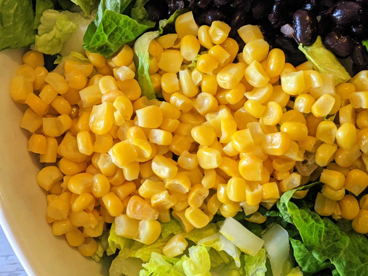 yellow corn in salad
