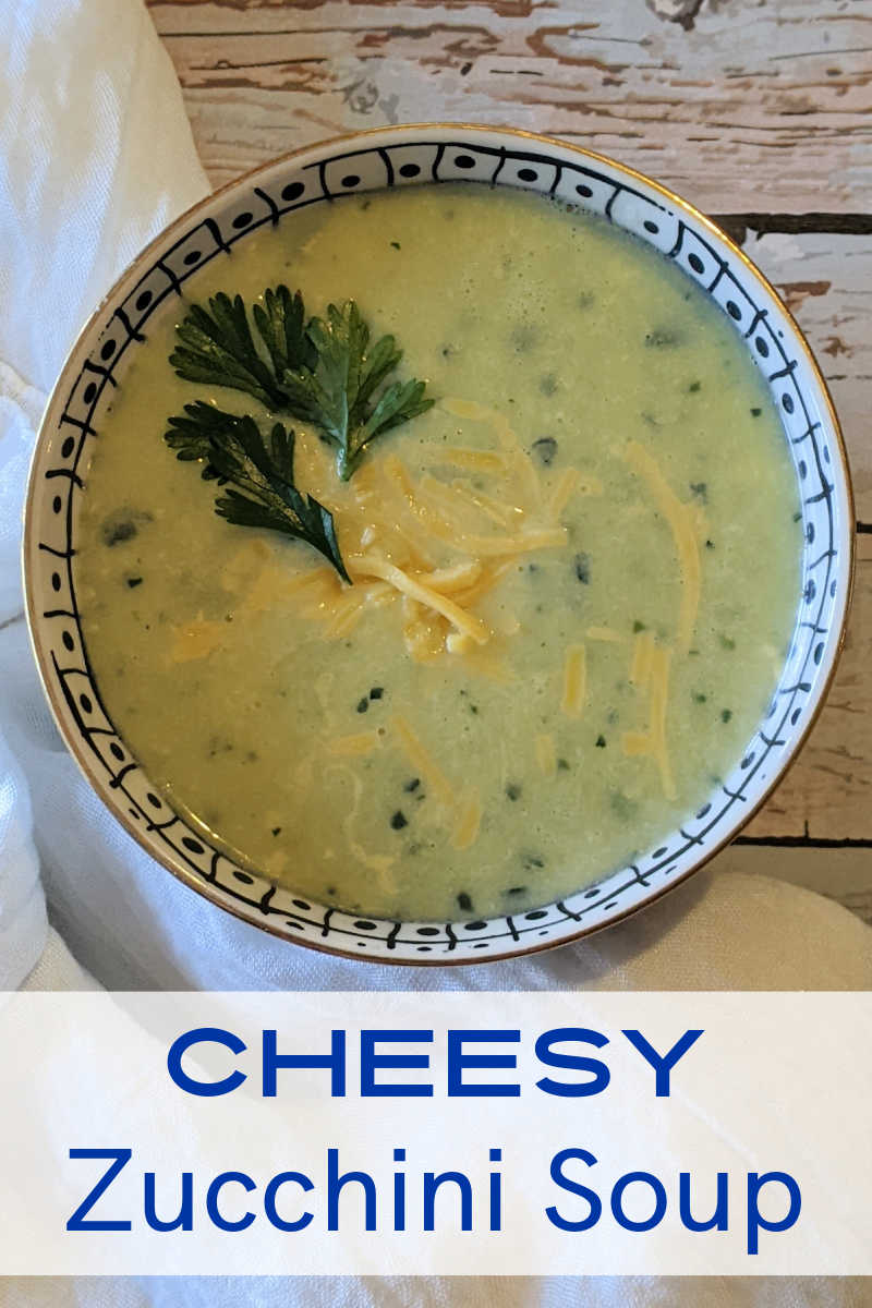 This creamy and flavorful cheesy zucchini soup is the perfect and easy way to use up too much zucchini from your garden.