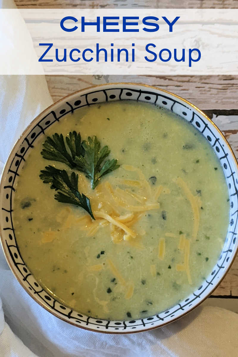 This creamy and flavorful cheesy zucchini soup is the perfect and easy way to use up too much zucchini from your garden.